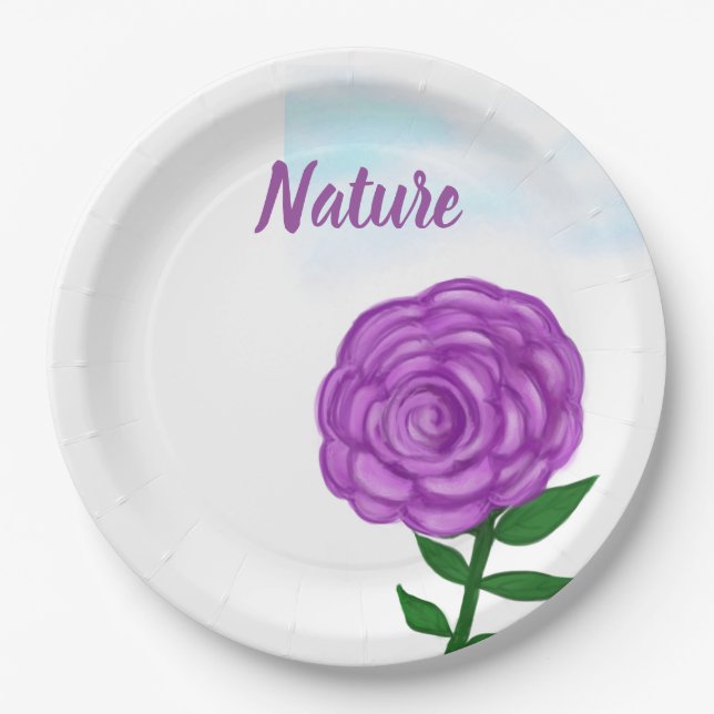 Nature Purple Flower Paper Plates (Front)