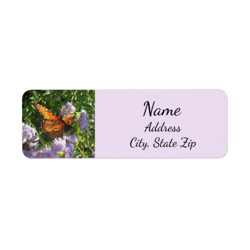 Nature Purple Flowers with Monarch Butterfly Label