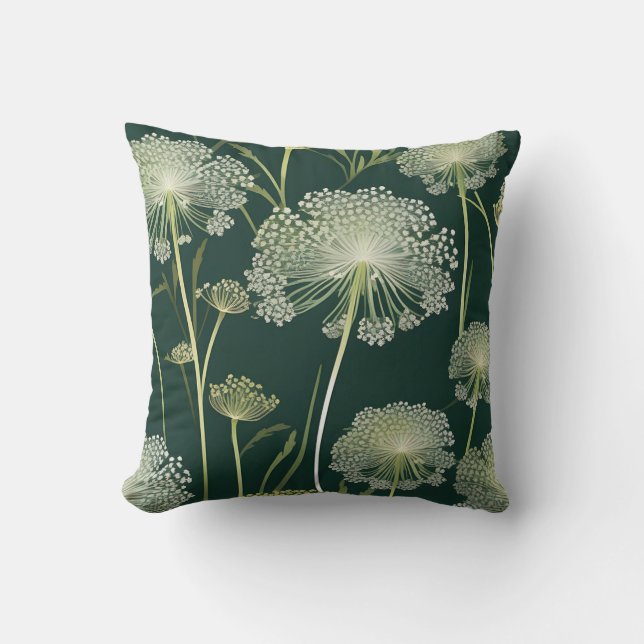 Nature Queen Anne's Lace Pattern Throw Pillow (Front)