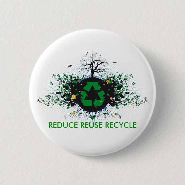 Nature Recycles Pinback Button (Front)