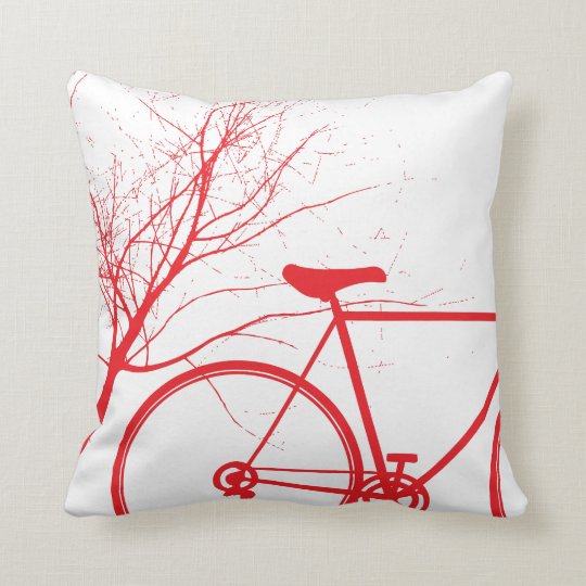 Nature Red bike throw pillow