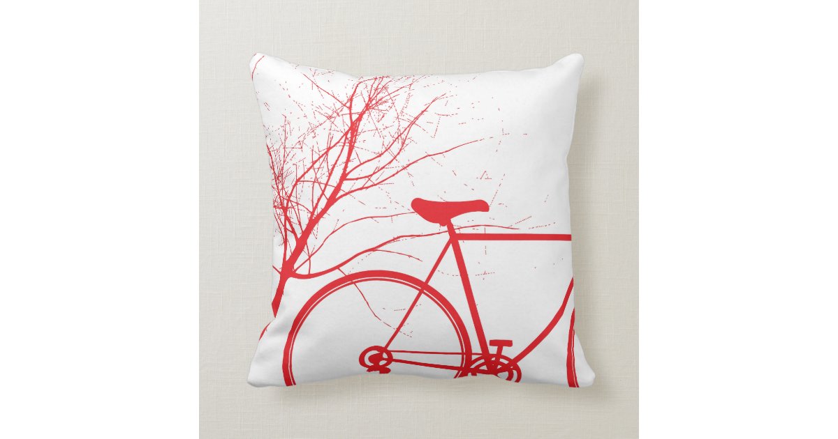 Nature Red bike throw pillow