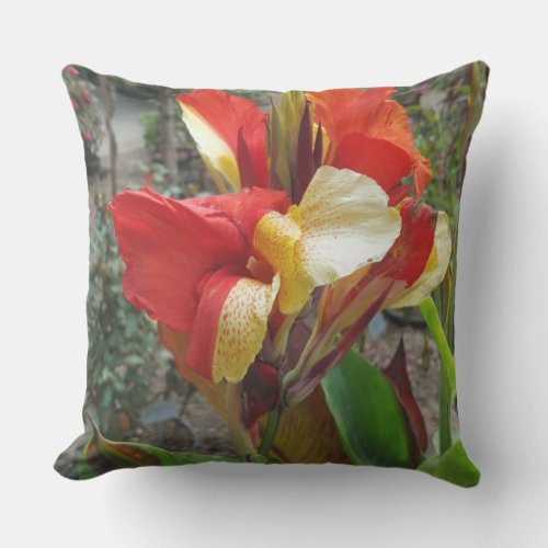 Nature Red Flower Floral Photography Outdoor Pillow