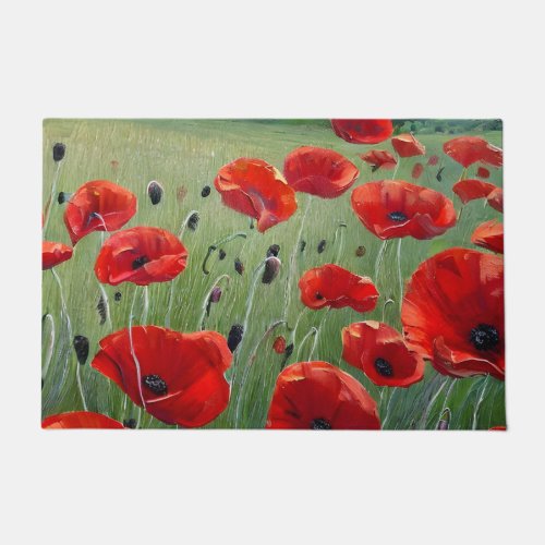 Nature Red Poppies  Doormat