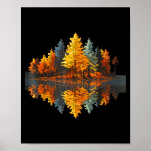 Nature reflection autumn forest outdoor graphic poster