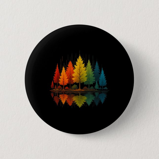Nature Reflection Forest Trees Outdoor Wildlife Hi Button (Front)