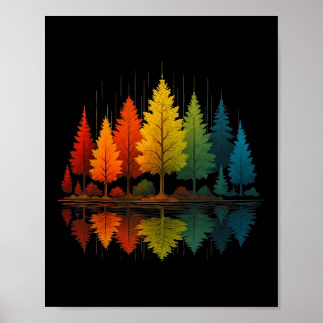 Nature Reflection Forest Trees Outdoor Wildlife Hi Poster (Front)