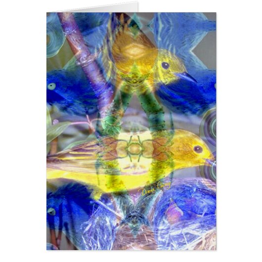Nature Reflections I - Gold & Blue Birds Cards (Front)