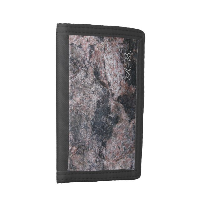 Nature Rock Texture Pinkish with Initials Trifold Wallet (Side)