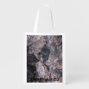 Nature Rock Texture Pinkish with Text Grocery Bag