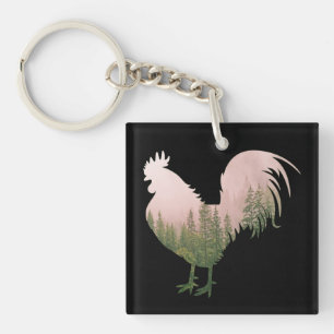 NATURE ROOSTER CHICKEN FOREST STYLE KEYCHAIN