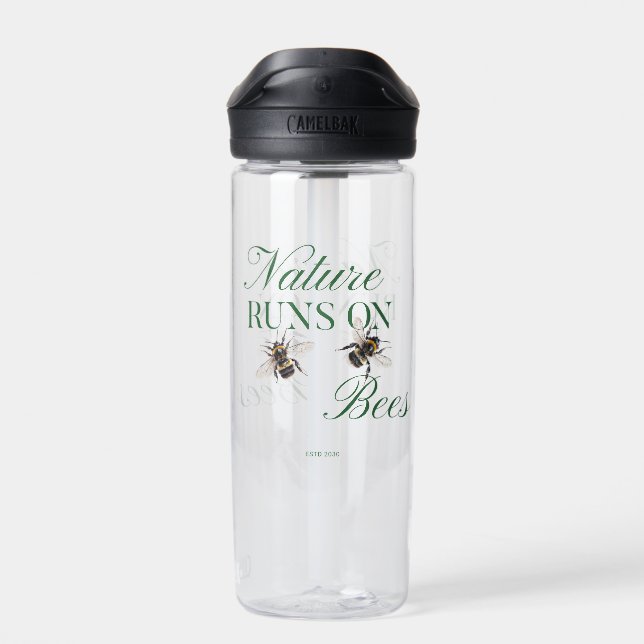 Nature Runs On Bees Sustainable for  Teacher  Water Bottle (Back)