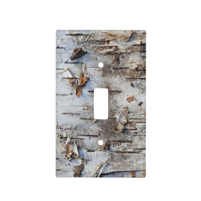Nature Rustic Country Dry Birch Bark Photo Light Switch Cover (Front)