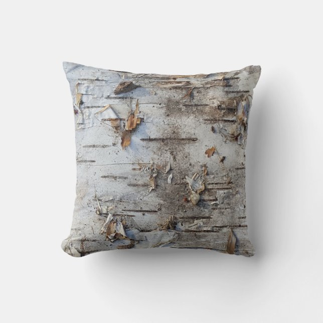 Nature Rustic Country Dry Birch Bark Photo Throw Pillow (Front)