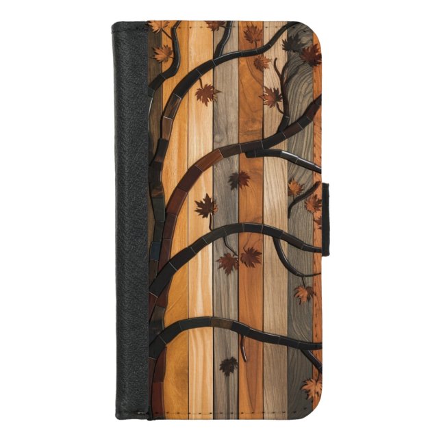  Nature’s Art: Wooden Plank Tree Mosaic Phone Case (Front)