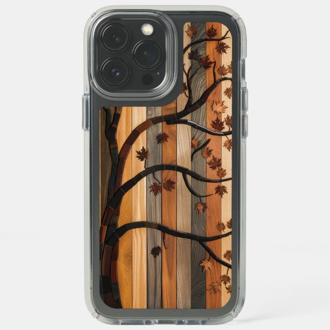 Nature’s Art: Wooden Plank Tree Mosaic Phone Case (Front)