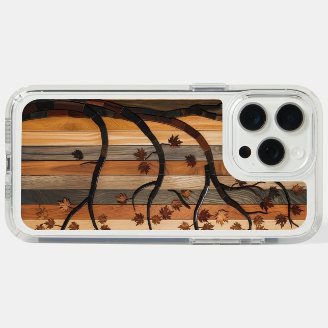  Nature’s Art: Wooden Plank Tree Mosaic Phone Case (Horz (White Titanium))