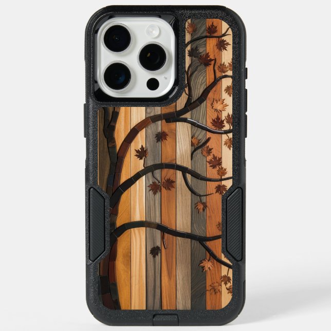  Nature’s Art: Wooden Plank Tree Mosaic Phone Case (Back)