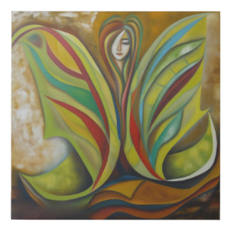 Nature’s Awakening – Abstract Botanical Goddess Faux Canvas Print