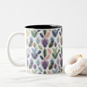 "Nature’s Calm in Every Sip: Pine Tree Mug" Two-Tone Coffee Mug