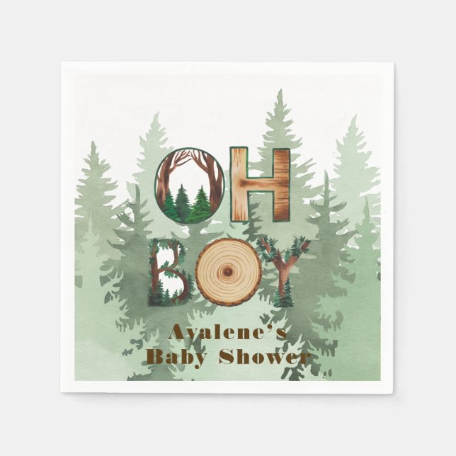 Nature’s Expression: Oh Boy Baby Shower Napkins (Front)