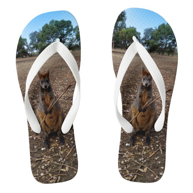 "Nature’s Feast: A Wallaby’s Snack Break" Flip Flops (Footbed)