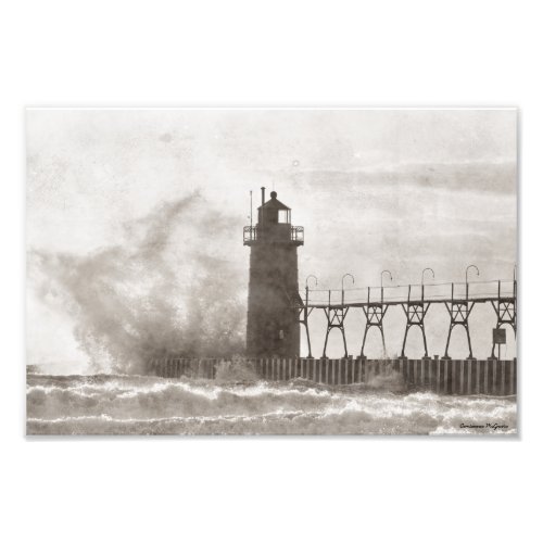 Natures Fury Lighthouse Photographic Print