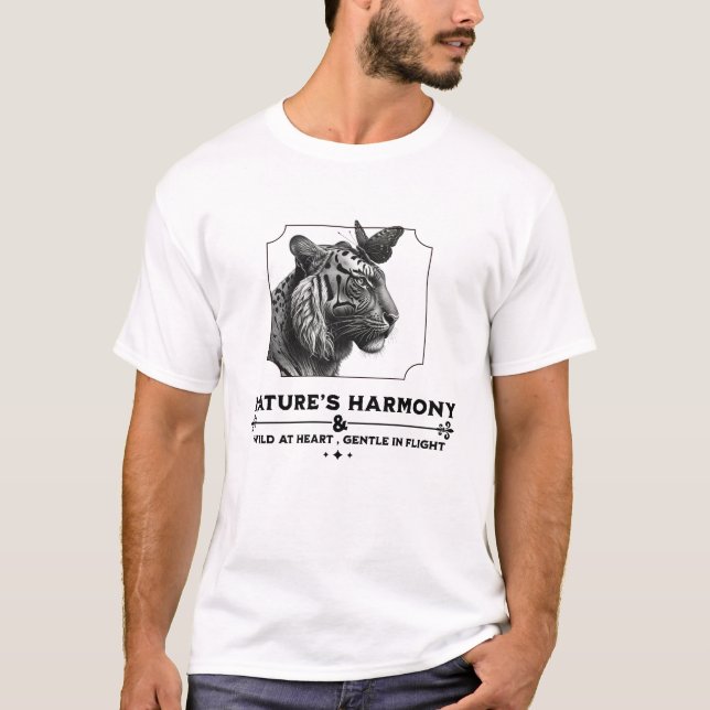 Nature’s Harmony, The Tiger and The Butterfly T-Shirt (Front)