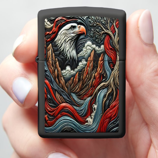 Nature’s Majesty Eagle Artwork Zippo Lighter (In Hand)