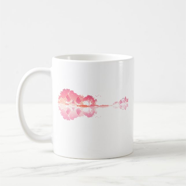 Nature’s Song: Forest Landscape Guitar Art Coffee Mug (Left)
