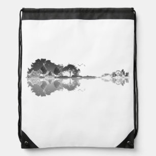Nature’s Song: Forest Landscape Guitar Art Drawstring Bag