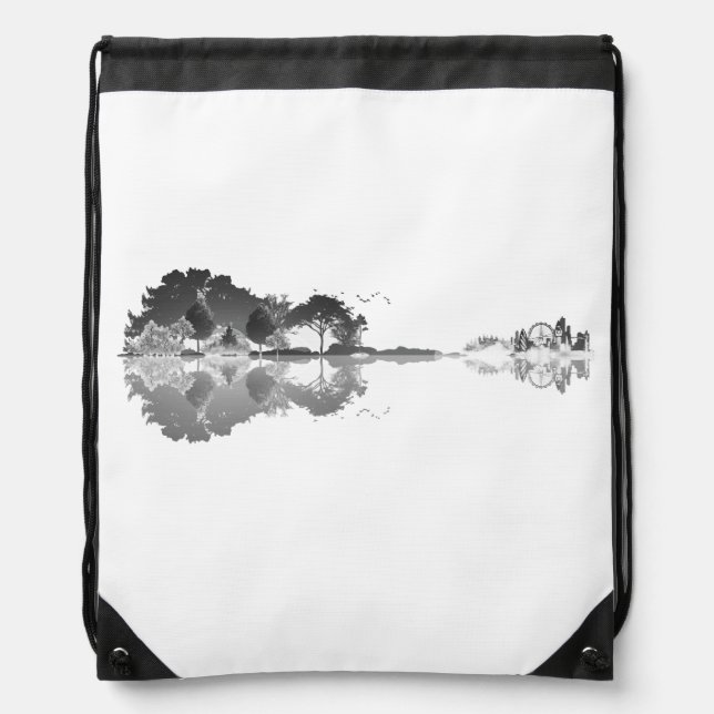 Nature’s Song: Forest Landscape Guitar Art Drawstring Bag (Front)