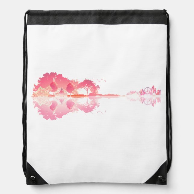 Nature’s Song: Forest Landscape Guitar Art Drawstring Bag (Front)