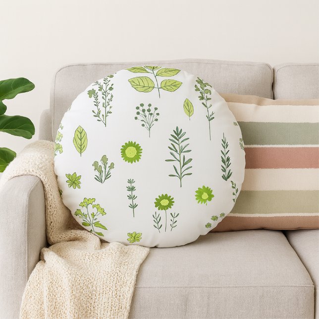 Nature’s Touch Green Tones Round Pillow (Creator Uploaded)