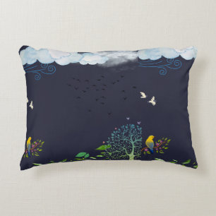 Nature’s Whisper – Birds and Clouds Decorative Pil Accent Pillow