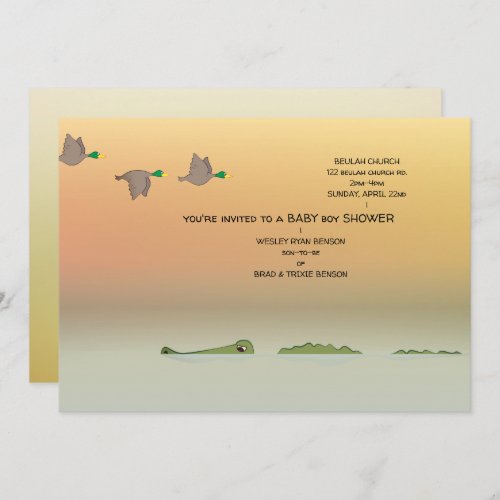 Nature Scene ducks gator Baby Shower Invitation