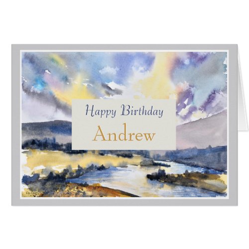 Nature Scene Happy Birthday Personalize Name Card