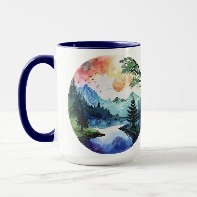 Nature Scene Watercolor Mug (Left)