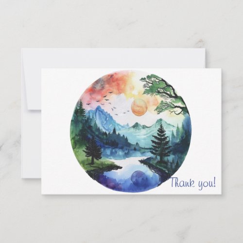 Nature Scene Watercolor Thank You Card