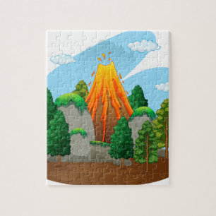 Nature scene with volcano eruption jigsaw puzzle