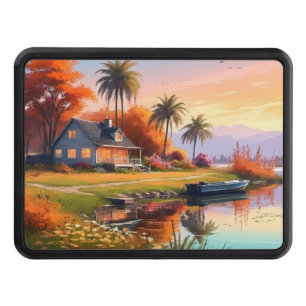 Nature Scenery with Lake and Palm Trees-34219 Hitch Cover