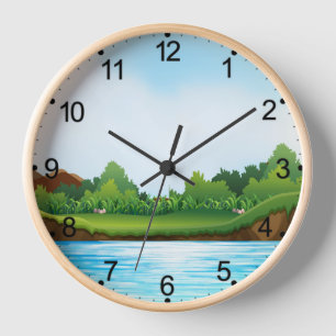 Nature Scenery with River Tank-22805 Clock