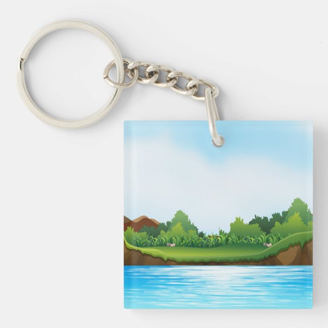 Nature Scenery with River Tank-22805 Keychain (Front)