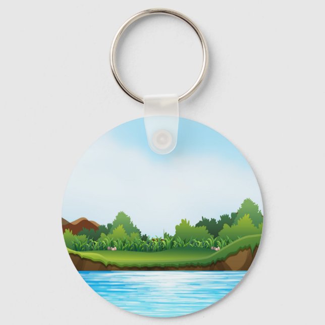 Nature Scenery with River Tank-22805 Keychain (Front)