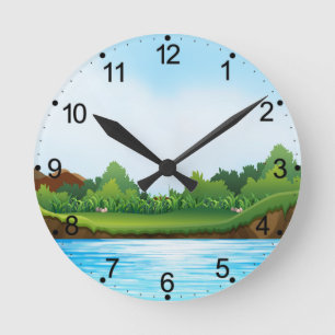 Nature Scenery with River Tank-22805 Round Clock