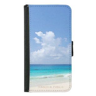 Nature Sea Waves Elegant Watercolor Sky Template Samsung Galaxy S5 Wallet Case