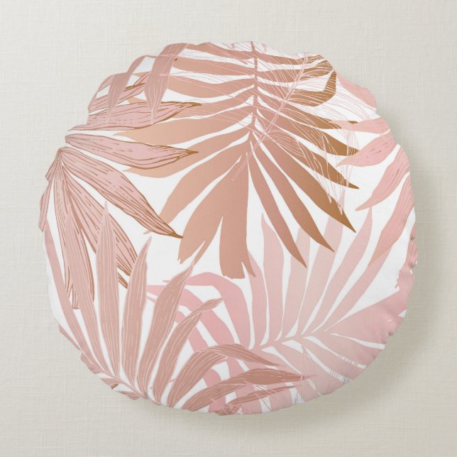 Nature seamless pattern. Hand drawn abstract tropi Round Pillow (Front)