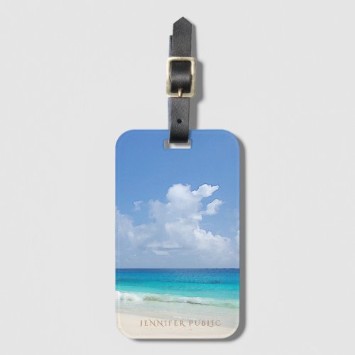 Nature Seascape Waves Watercolor Sky Clouds Luggage Tag