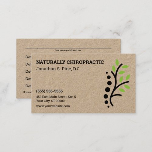 Nature Spine Logo Chiropractic Appointment Card