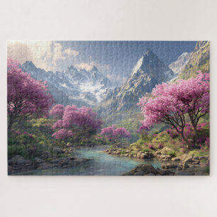 Nature Spring Mountains Colorful Blooming Flowers Jigsaw Puzzle